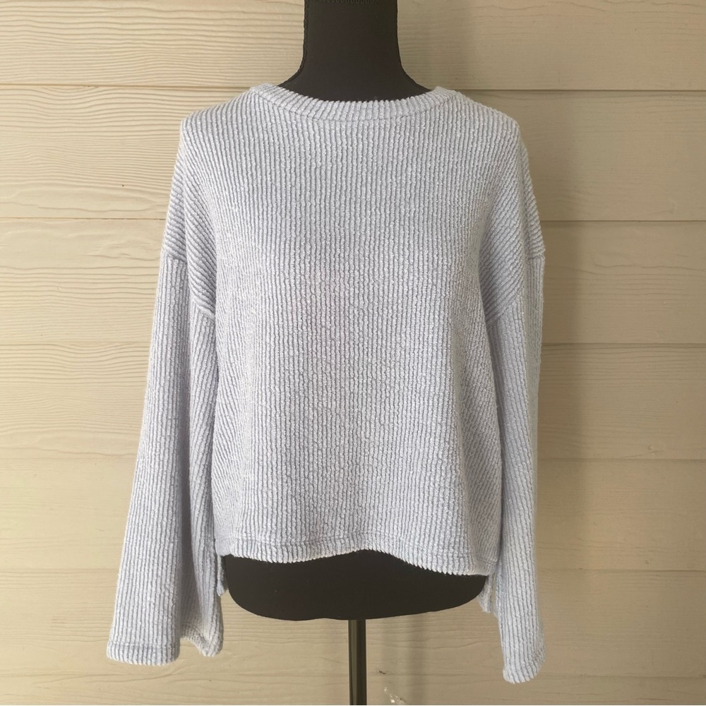 HYFVE Women’s Crew Neck Ribbed LightBlue Sweater, Size S